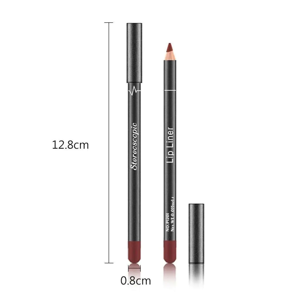 12Pcs Women Waterproof Lipstick Long Lasting Matte Lip Liner Pencil Lip Pen Set